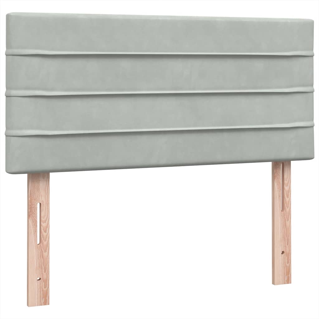 Pat box spring cu saltea, gri deschis, 80x210 cm, catifea