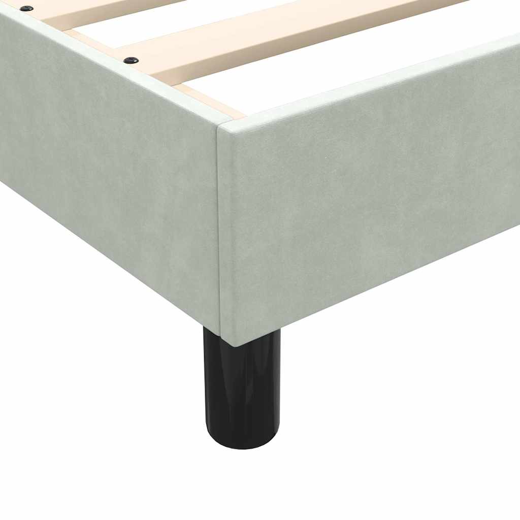 Pat box spring cu saltea, gri deschis, 80x210 cm, catifea