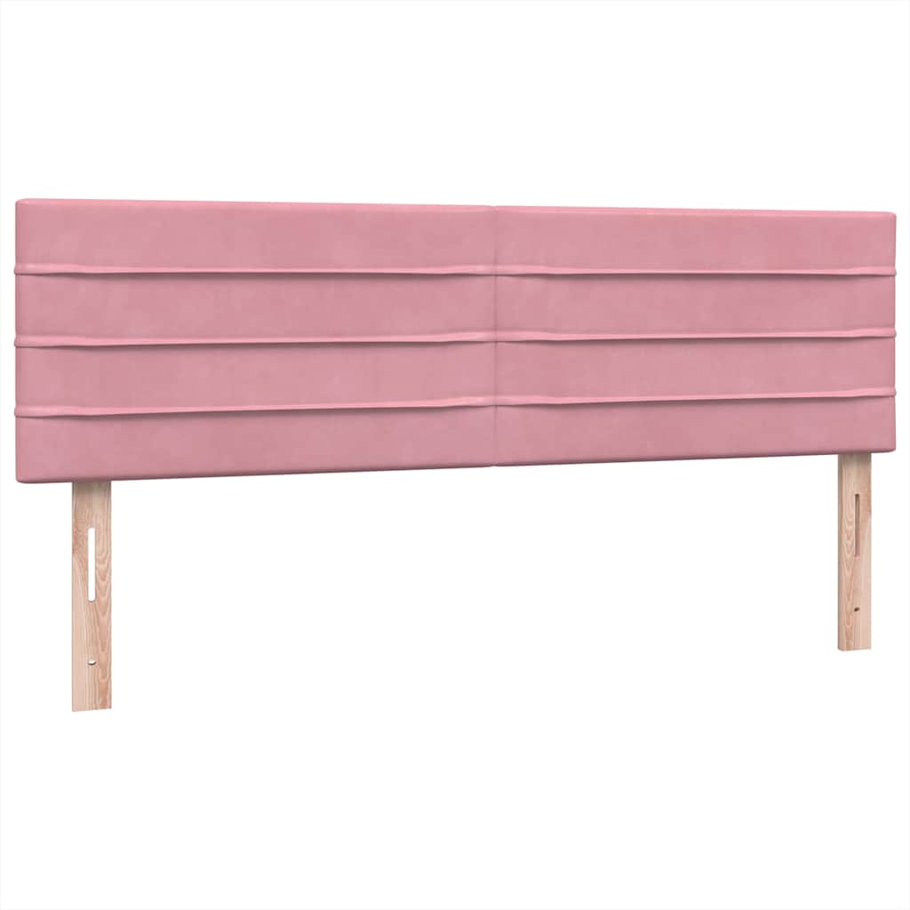 Pat box spring cu saltea, roz, 140x210 cm, catifea