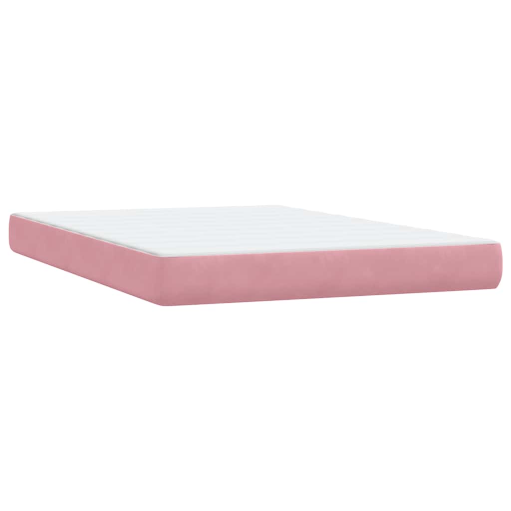Pat box spring cu saltea, roz, 160x220 cm, catifea