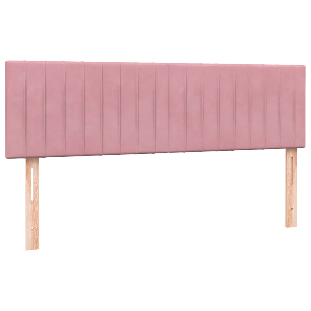 Pat box spring cu saltea, roz, 140x210 cm, catifea