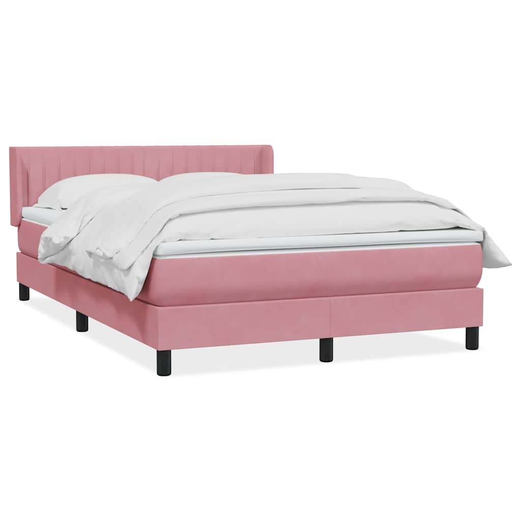 Pat box spring cu saltea, roz, 160x210 cm, catifea