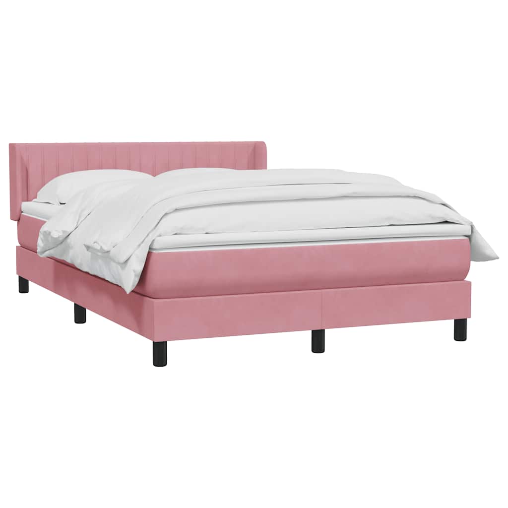 Pat box spring cu saltea, roz, 160x210 cm, catifea