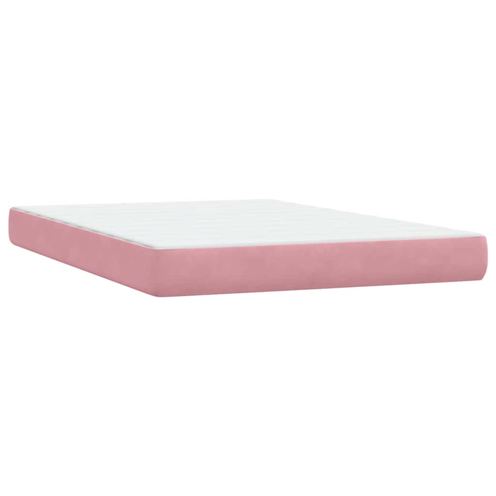 Pat box spring cu saltea, roz, 160x210 cm, catifea