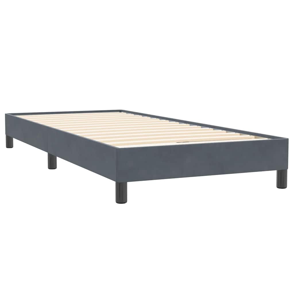 Pat box spring cu saltea, gri închis, 80x220 cm, catifea