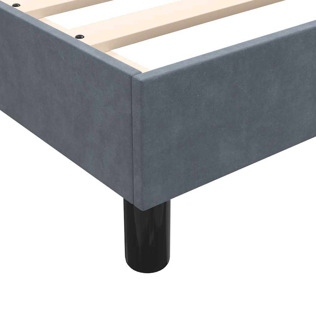 Pat box spring cu saltea, gri închis, 80x220 cm, catifea