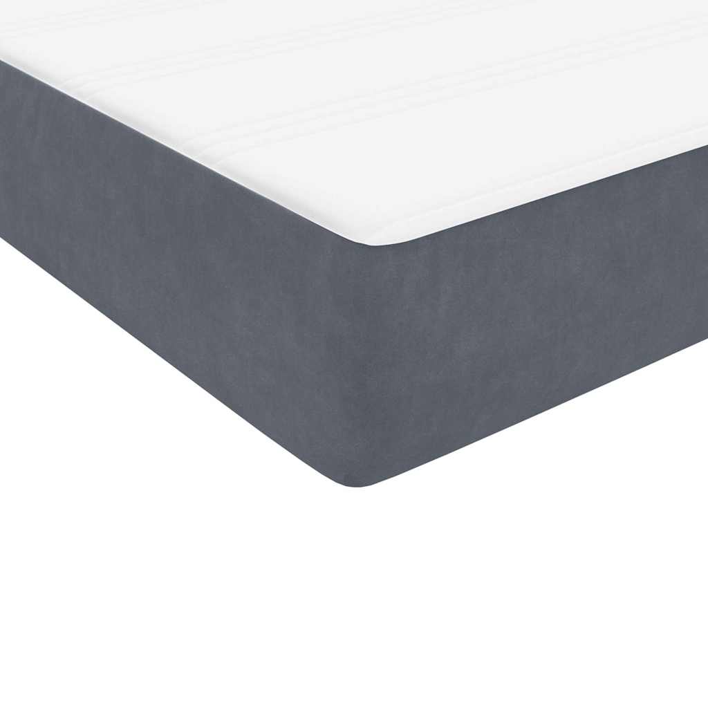 Pat box spring cu saltea, gri închis, 90x220 cm, catifea