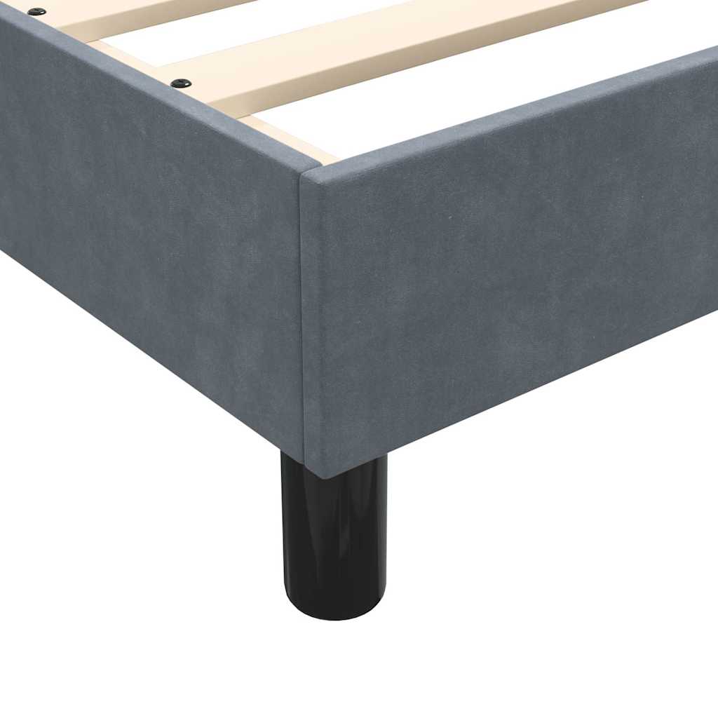 Pat box spring cu saltea, gri închis, 90x220 cm, catifea