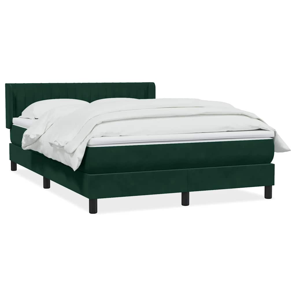 Pat box spring cu saltea, verde închis, 160x220 cm, catifea