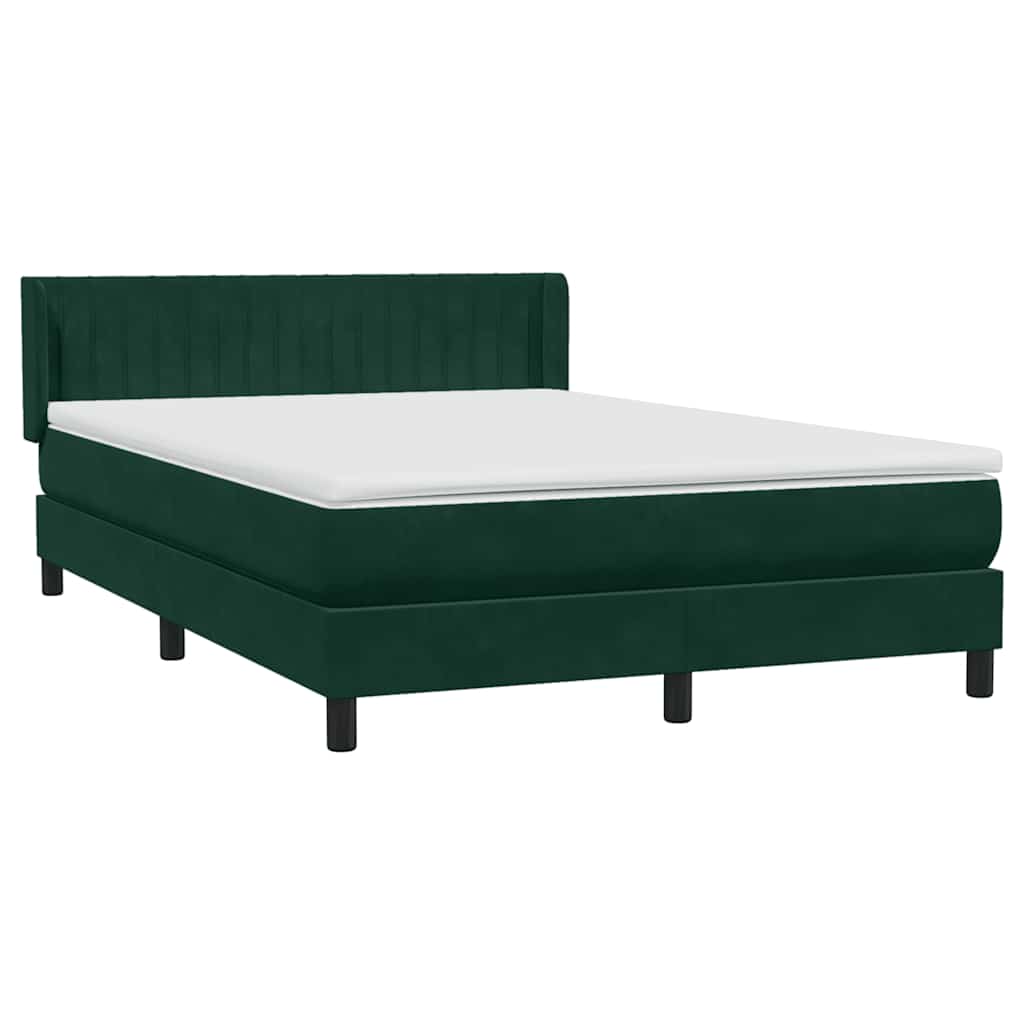 Pat box spring cu saltea, verde închis, 160x220 cm, catifea