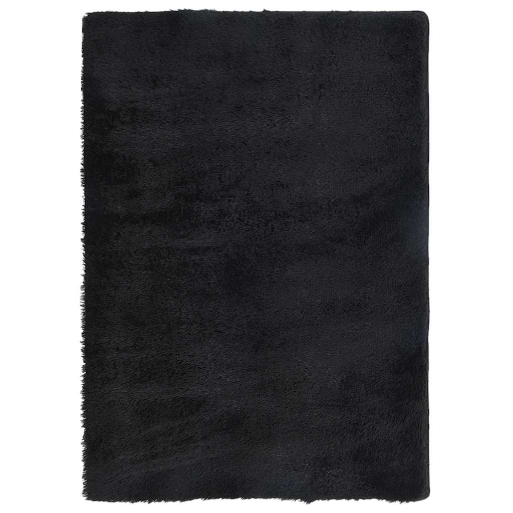 Covor shaggy cu pom înalt, NAVARRA, negru, 160x230cm, poliester