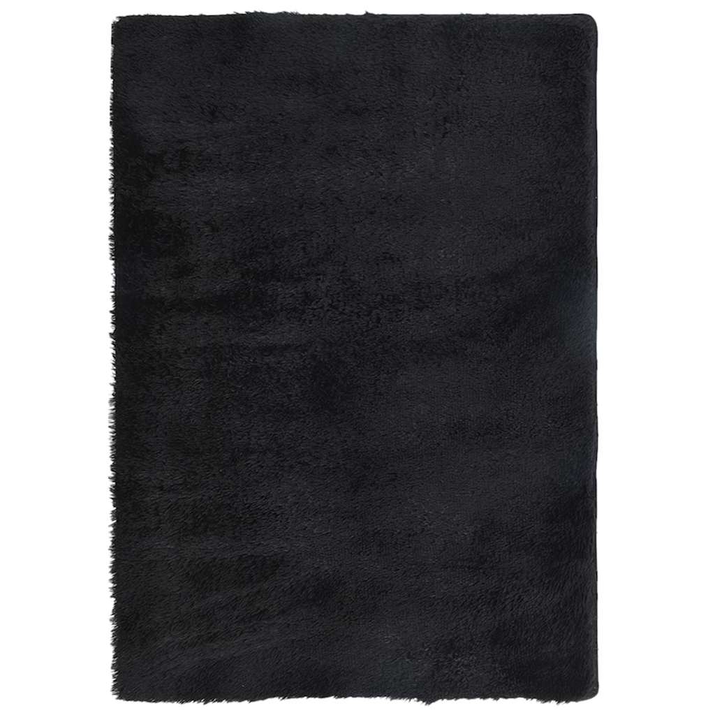 Covor shaggy cu pom înalt, NAVARRA, negru, 240x340cm, poliester