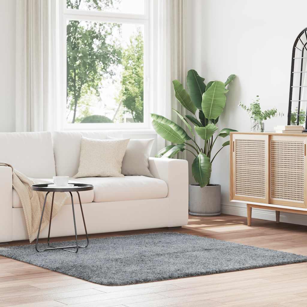 Covor shaggy cu pom înalt, NAVARRA, gri deschis, 160x160 cm