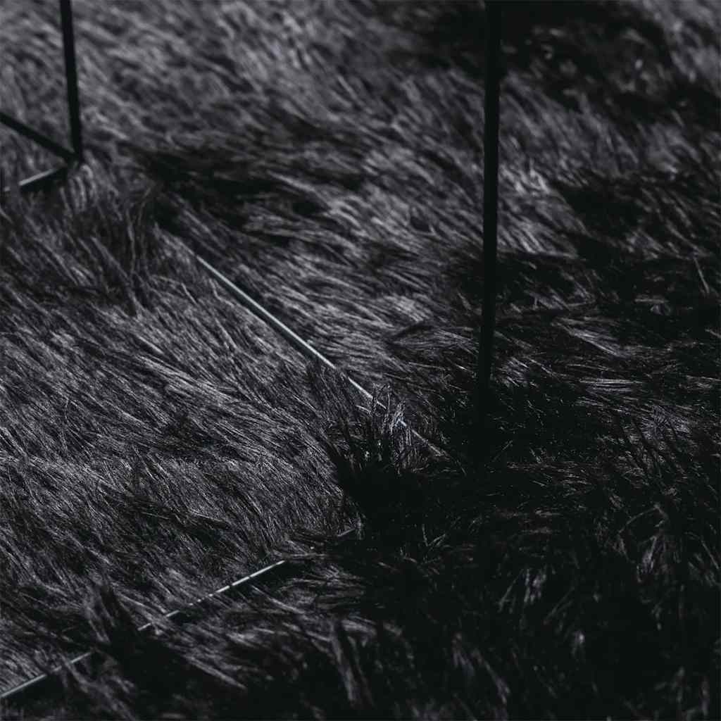 Covor shaggy cu pom înalt, NAVARRA, negru, 240x240cm, poliester