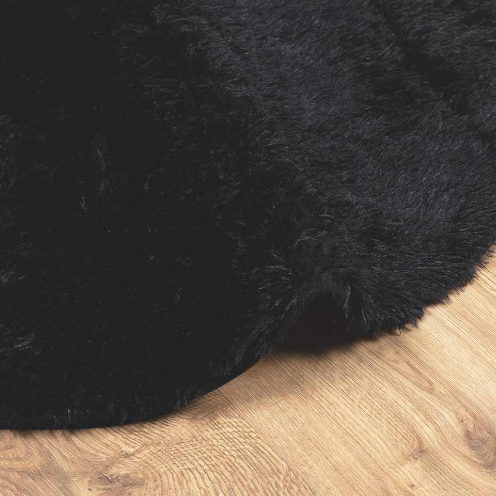 Covor shaggy cu pom înalt, NAVARRA, negru, 160x160cm, poliester