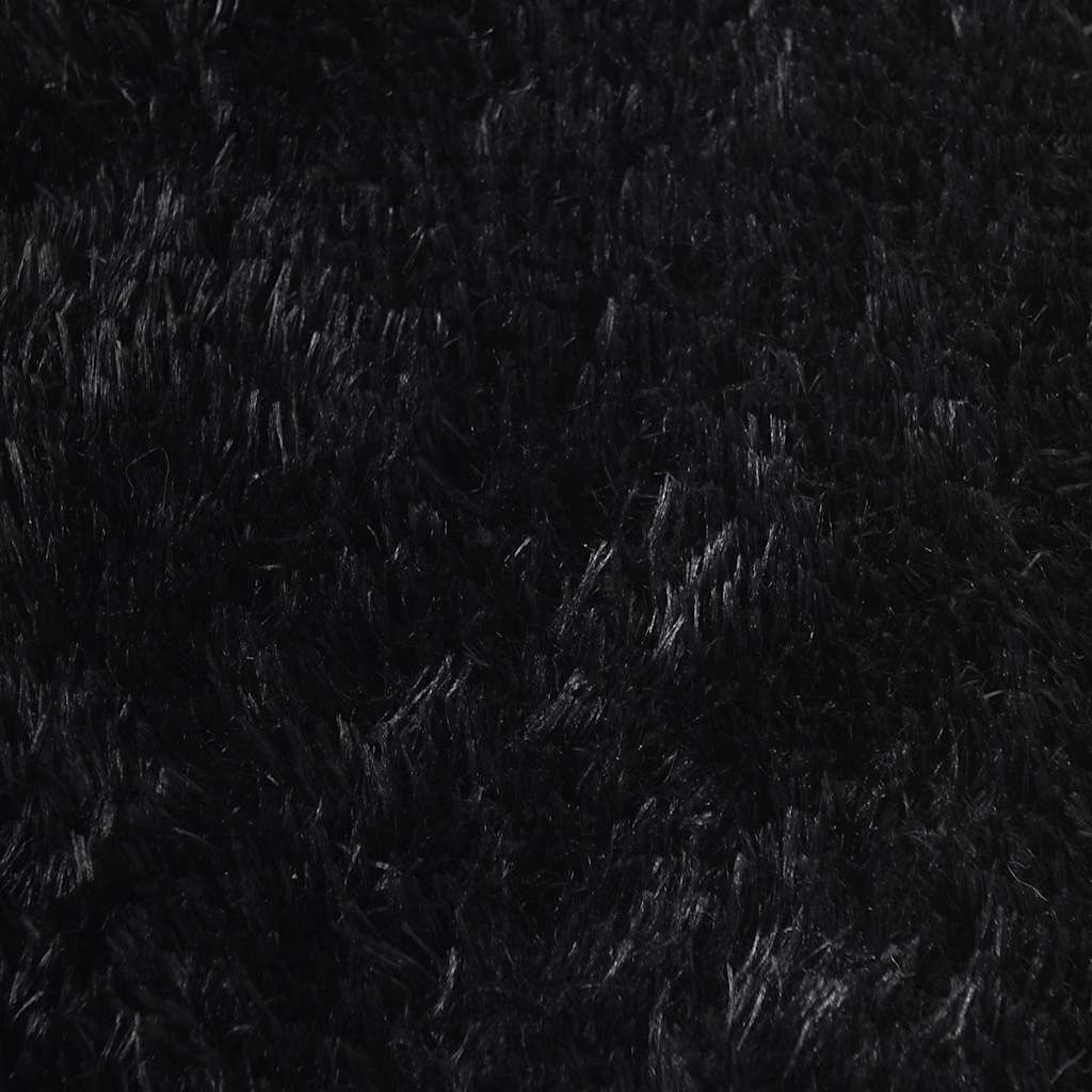 Covor shaggy cu pom înalt, NAVARRA, negru, 160x160cm, poliester