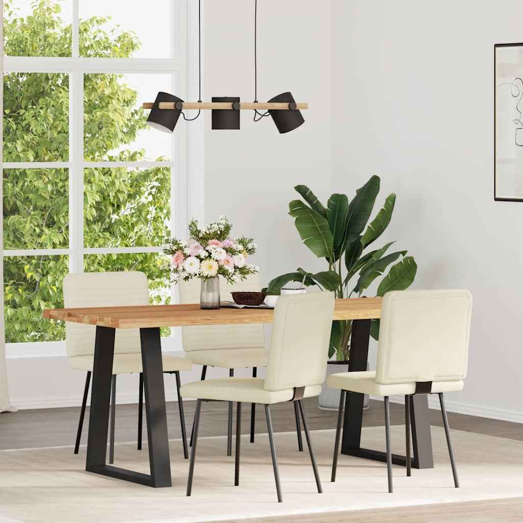 Scaune de bucătărie, 4 buc., crem, catifea