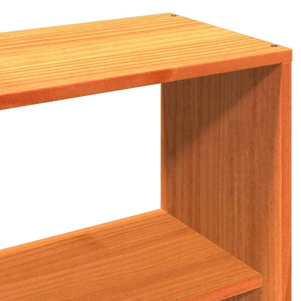 Pat cu bibliotecă fără saltea maro 160x200 cm lemn masiv de pin