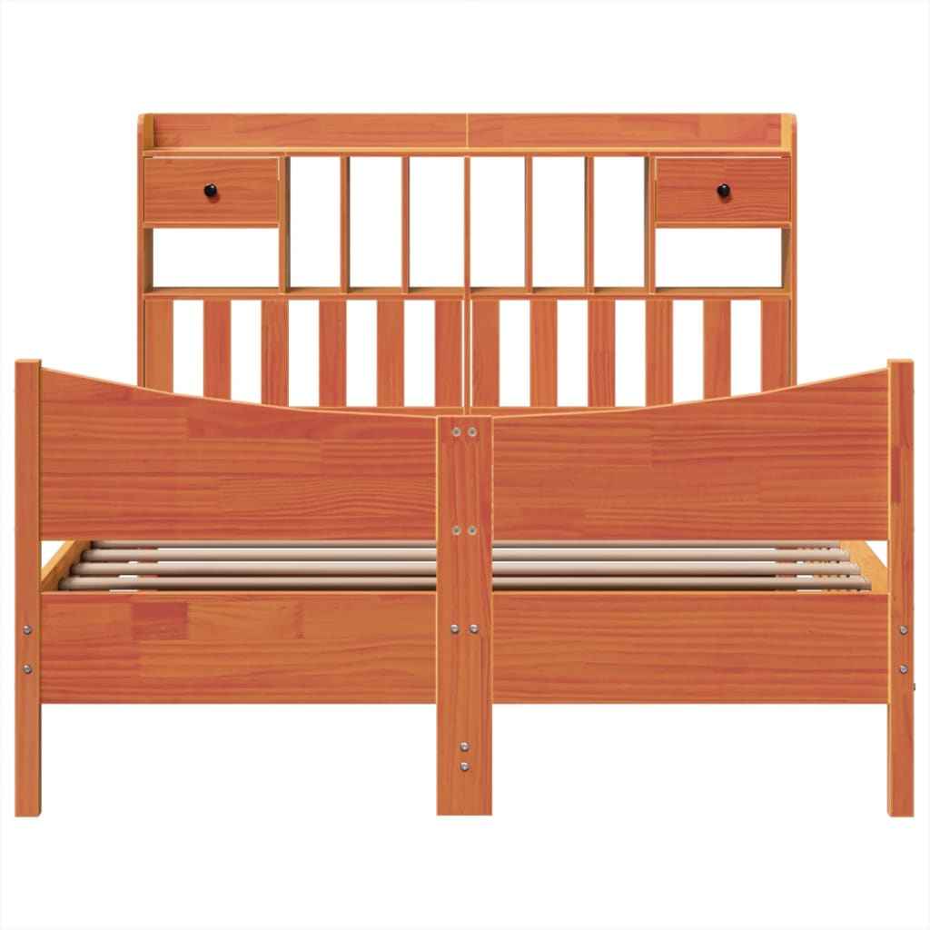 Cadru pat fără saltea, maro ceruit, 160x200 cm, lemn masiv pin