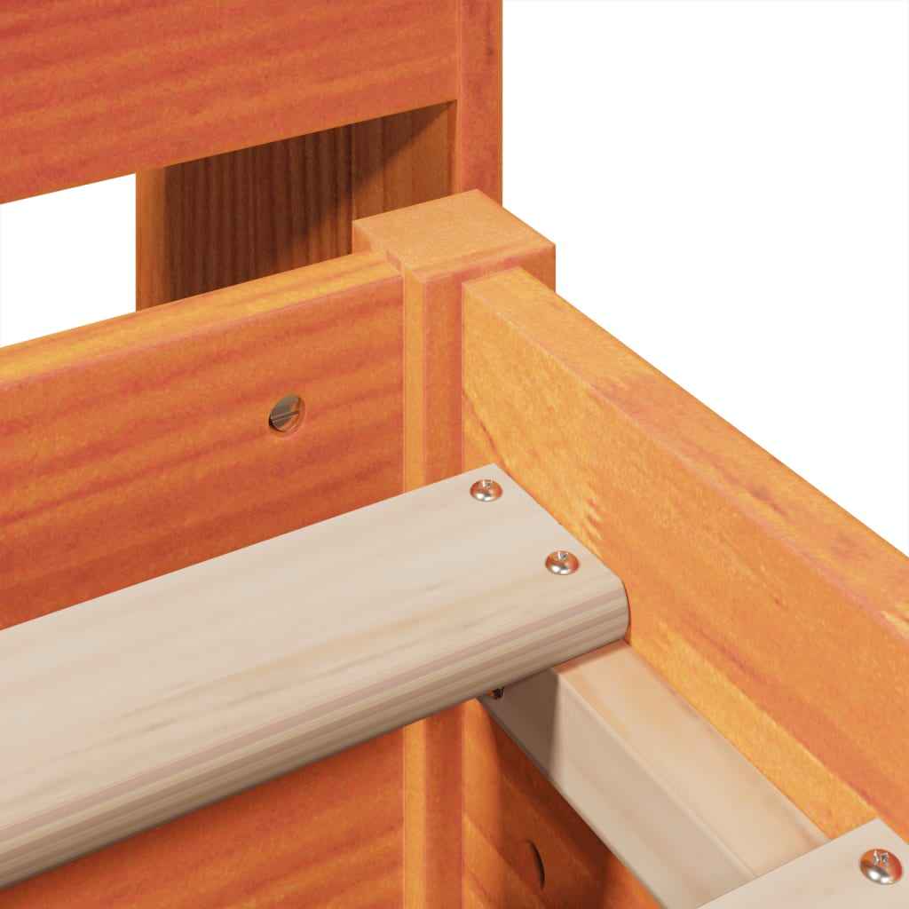 Cadru pat fără saltea, maro ceruit, 160x200 cm, lemn masiv pin