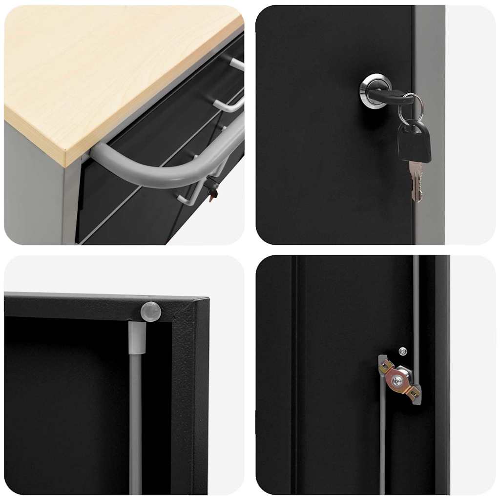 Banc de lucru cu sertar cu roata Negru și Gri 75 x 45 x 85 cm