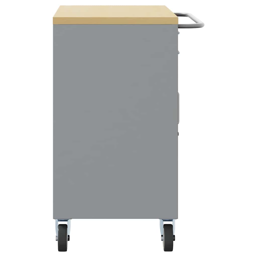 Banc de lucru cu sertar cu roata Negru și Gri 75 x 45 x 85 cm