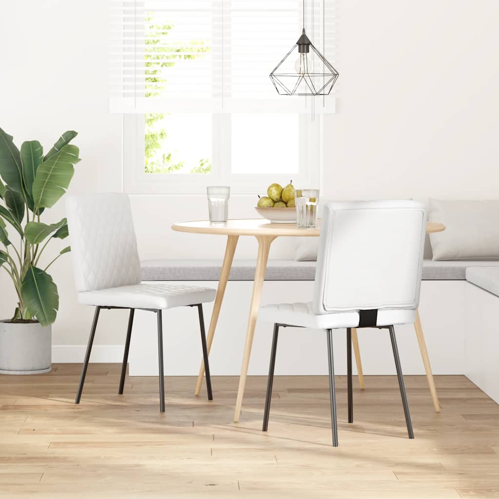 Scaune de bucătărie, 2 buc., alb, piele ecologică