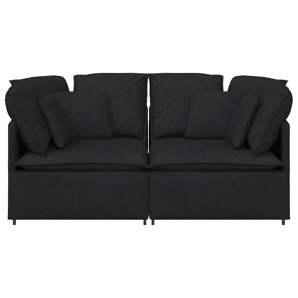 Canapea modulară cu perne, negru, textil
