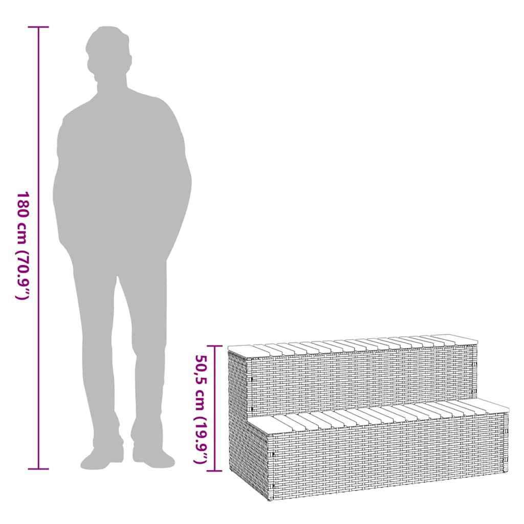 Trepte pentru cada cu hidromasaj bej polirattan și salcâm solid