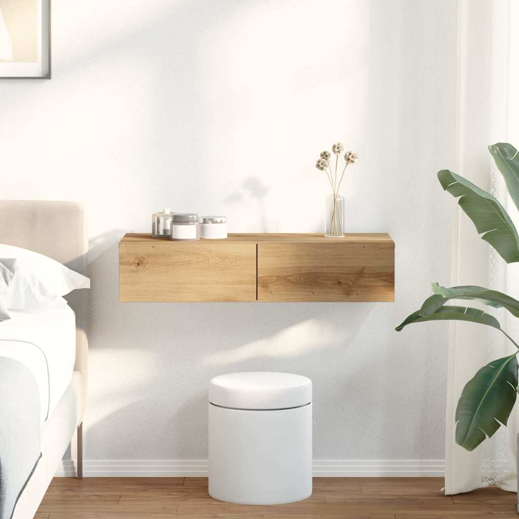 Raft de perete cu sertare Stejar artizanal Lemn prelucrat