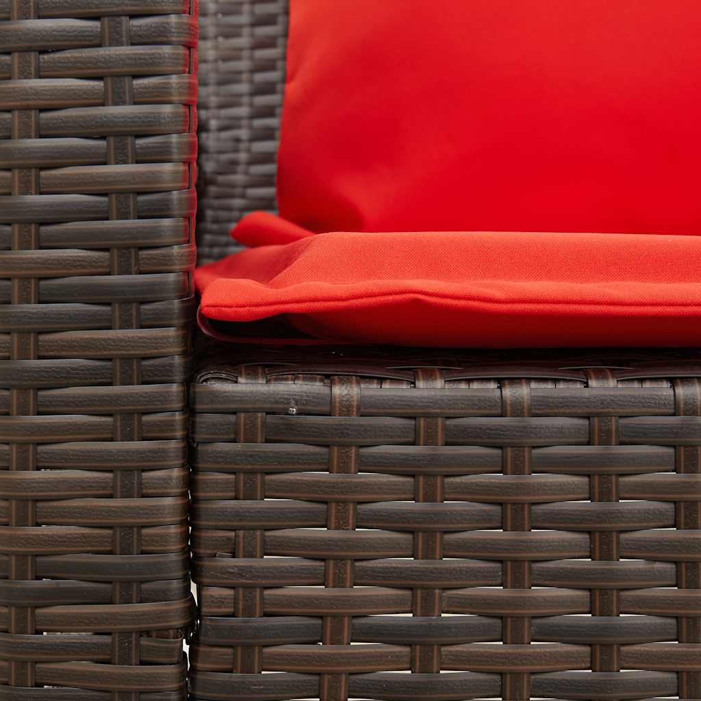 Canapea de grădină cu 5 locuri cu perne din polirattan maro