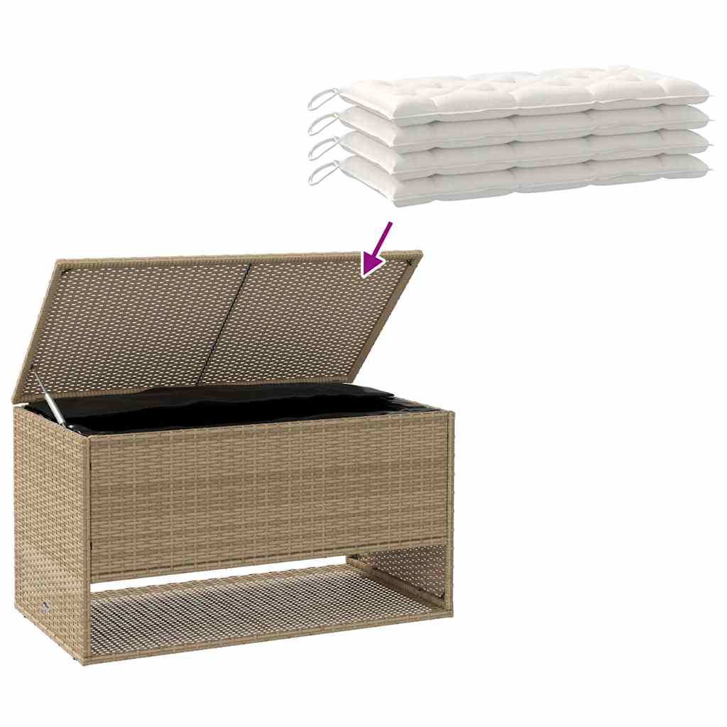 Cutie de perne de exterior Bej 100x55x55,5 cm Poly Rattan