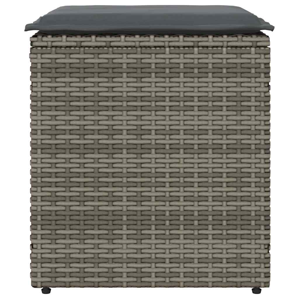 Scaune de grădină cu perne 2 buc Gri 40x40x43 cm Poly Ratan