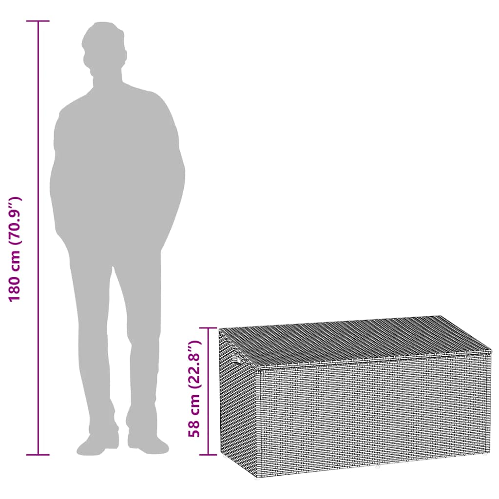Cutie de depozitare grădină gri deschis 110x50x58 cm polirattan