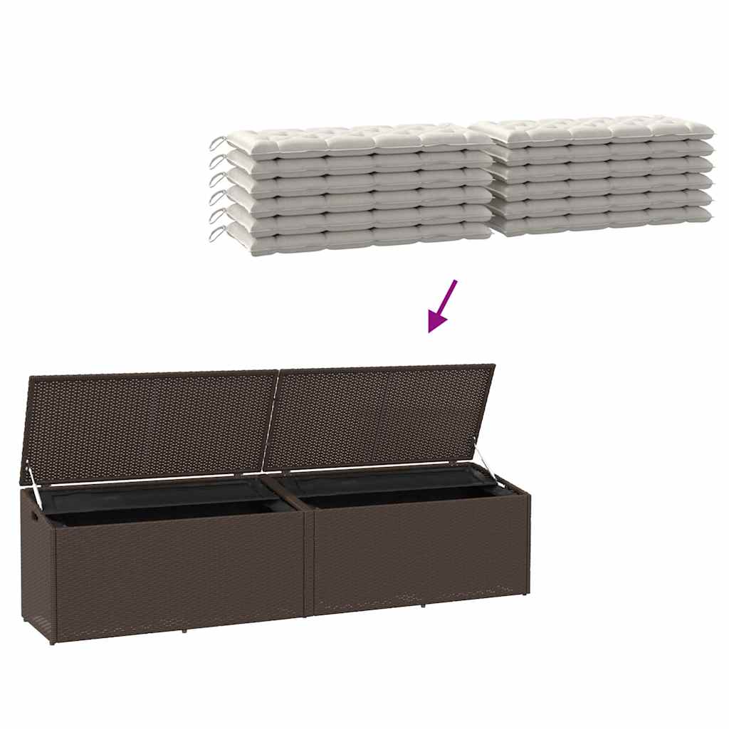 Cutie de depozitare de grădină maro 220x50x58 cm Poly Ratan