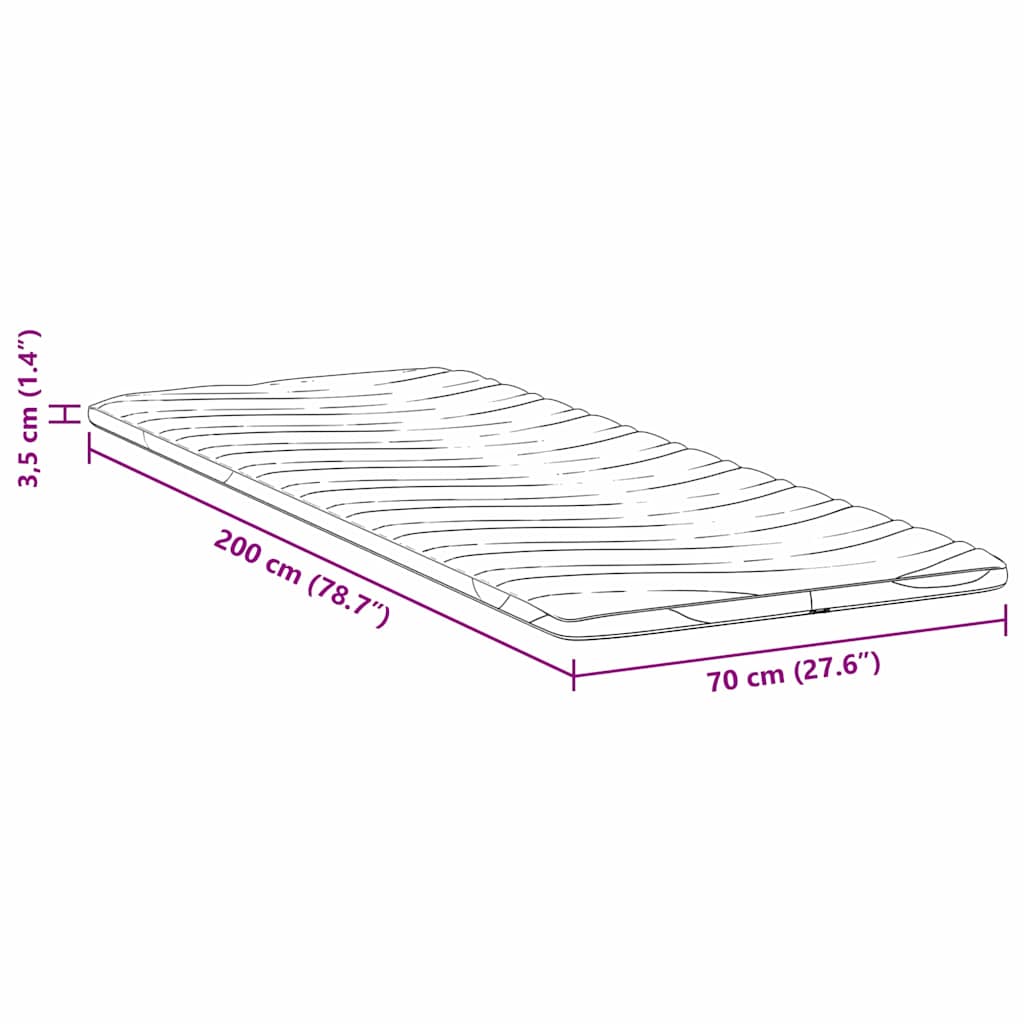 Suport pentru saltea Alb 70 x 200 x 3,5 cm Material din tricot
