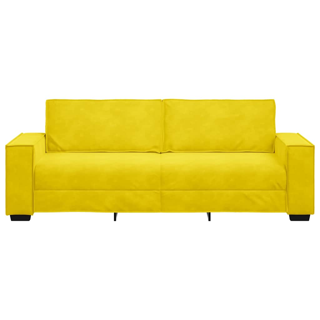 Canapea cu 3 locuri, galben, 180 cm, catifea