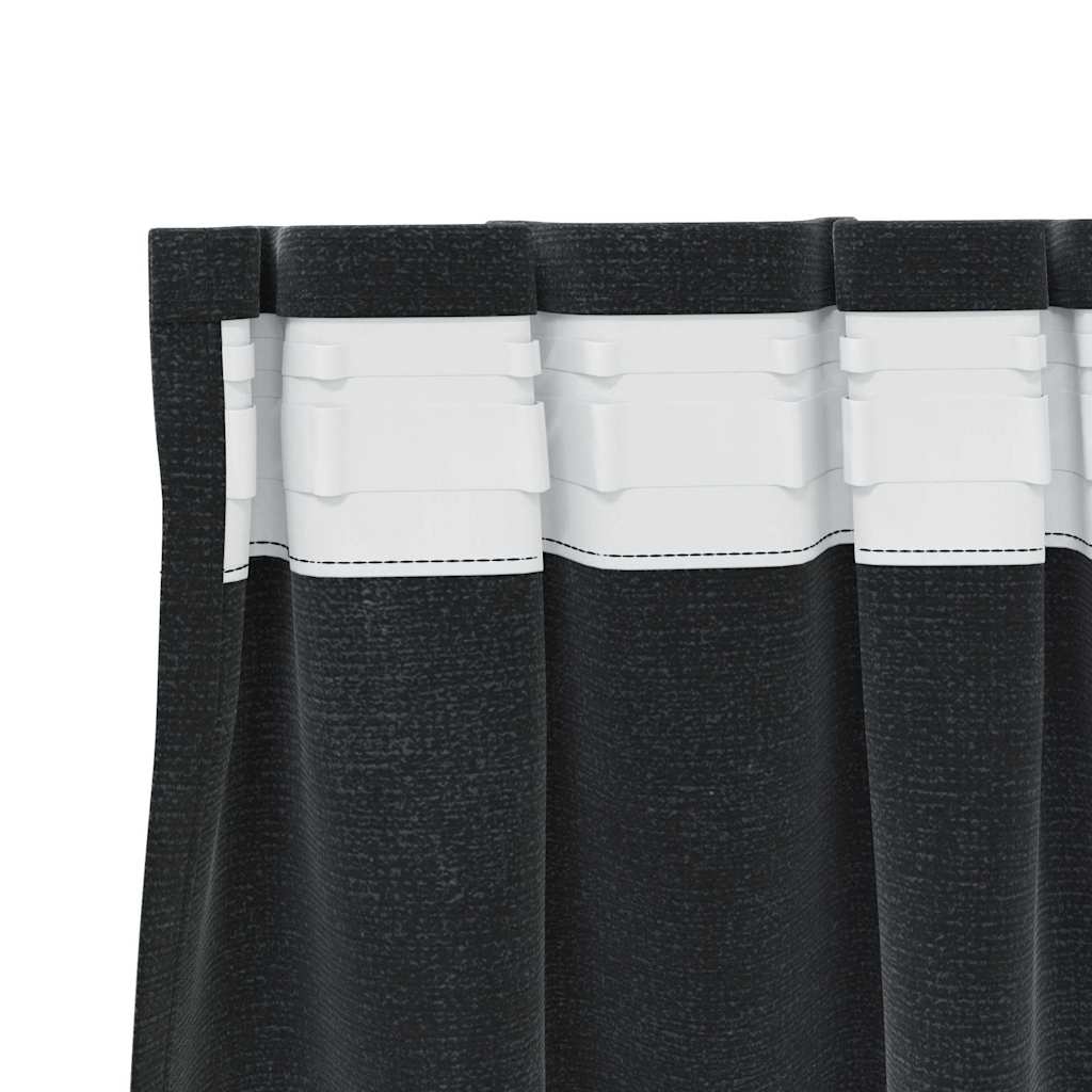 Perdele opace 2 pcs Negru 140 x 245 cm Catifea