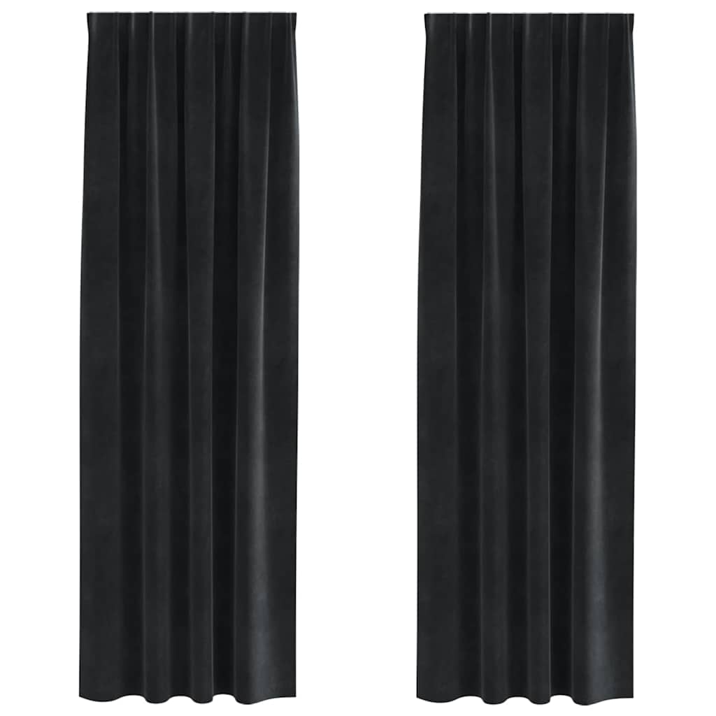 Perdele opace 2 pcs Negru 140 x 245 cm Catifea