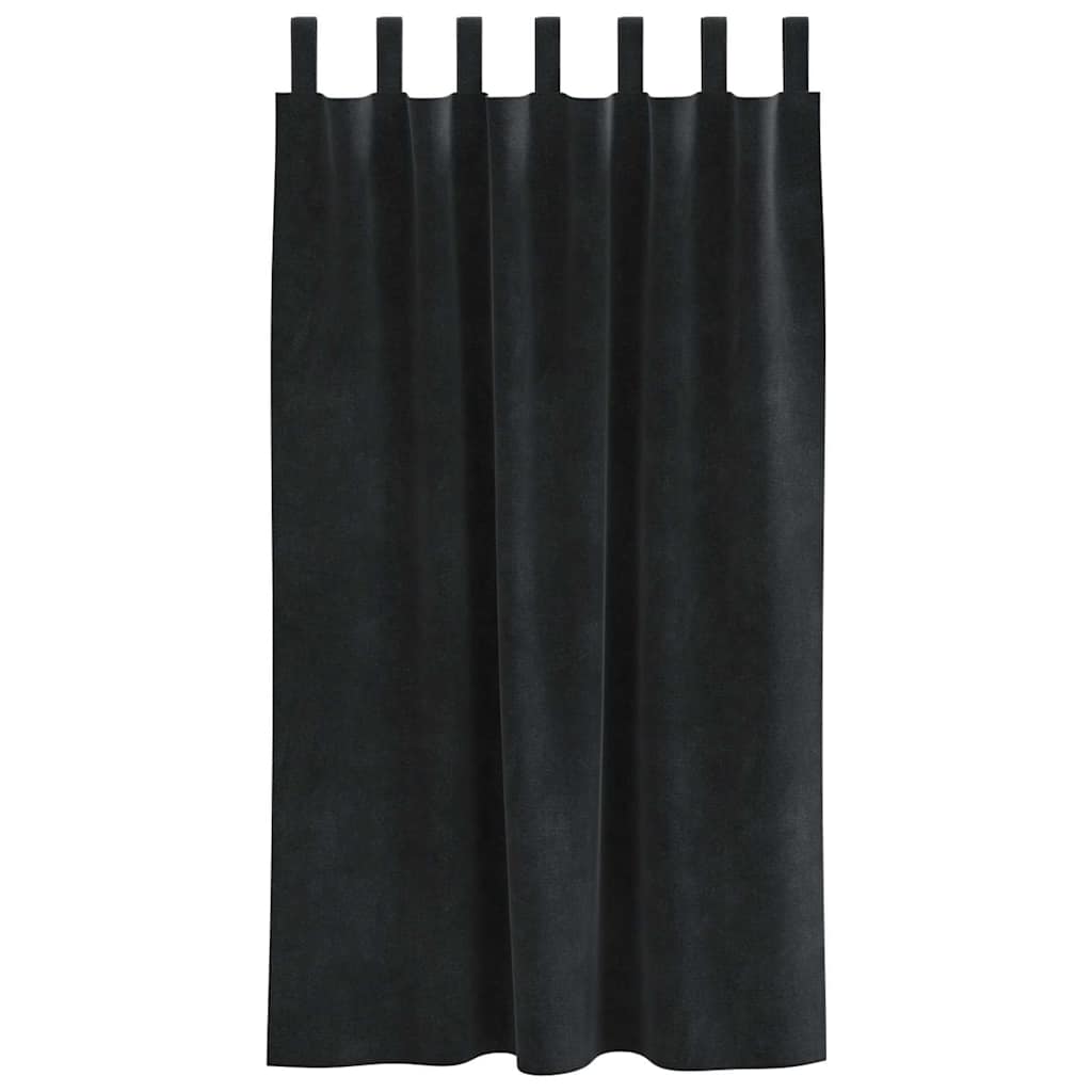 Perdele opace 2 pcs Negru 140 x 175 cm Catifea