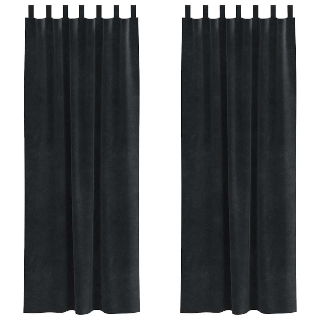Perdele opace 2 pcs Negru 140 x 245 cm Catifea