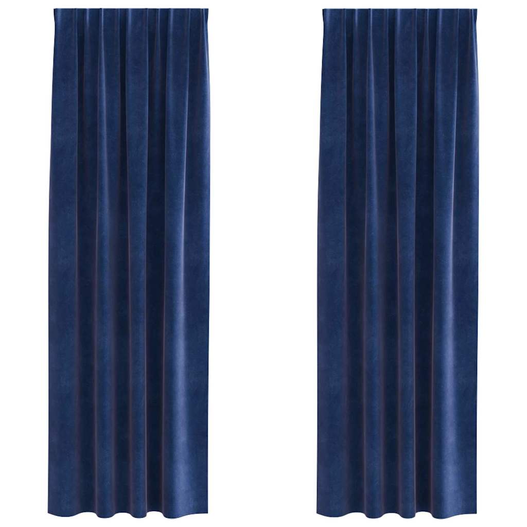 Perdele opace 2 pcs Albastru închis 140 x 245 cm Catifea