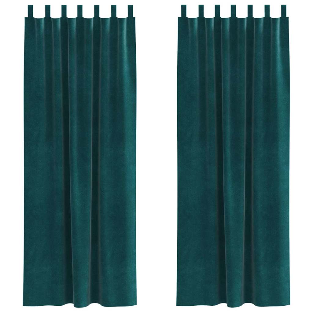 Perdele opace 2 pcs Verde închis 140 x 225 cm Catifea
