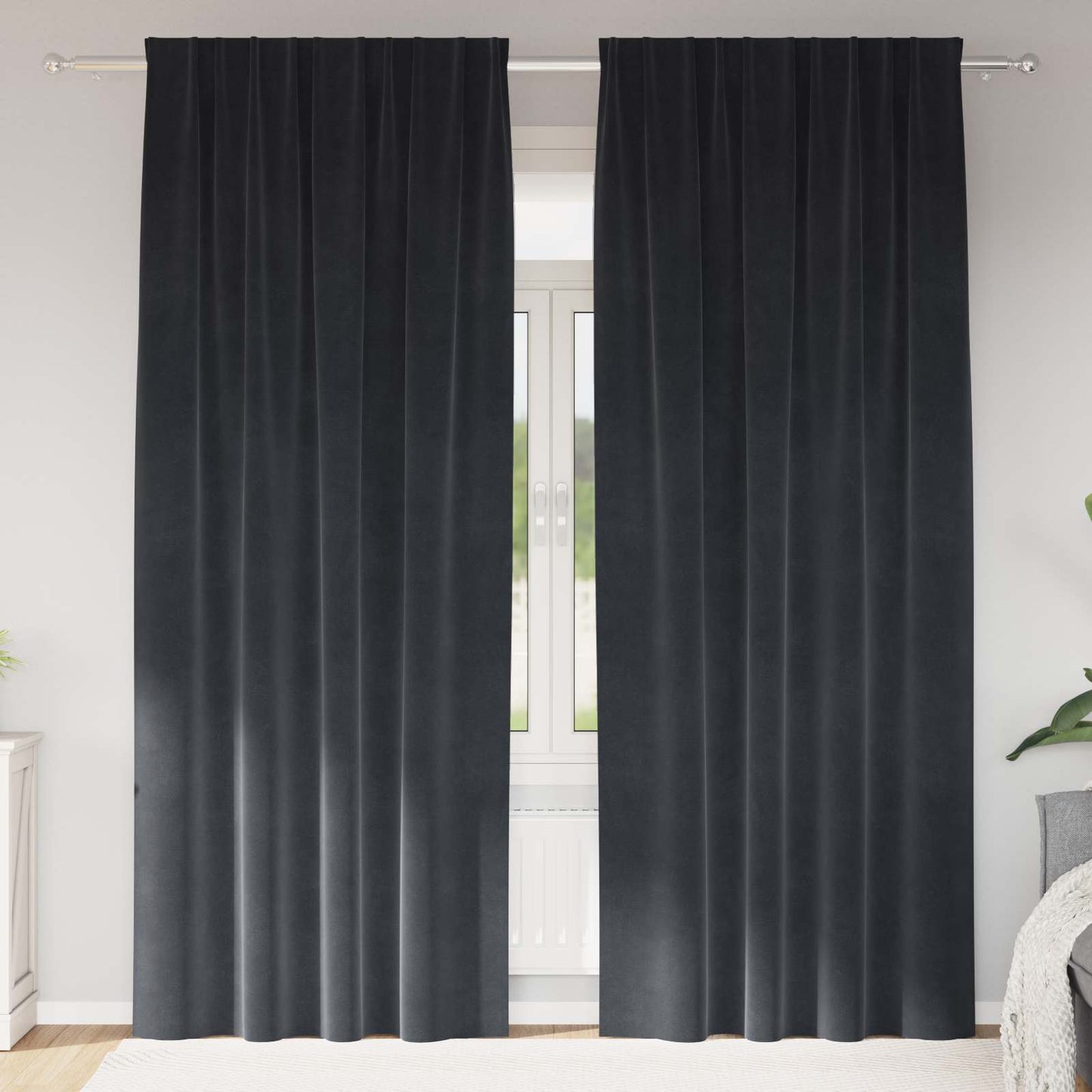 Perdele opace 2 pcs Gri închis 140 x 225 cm Catifea