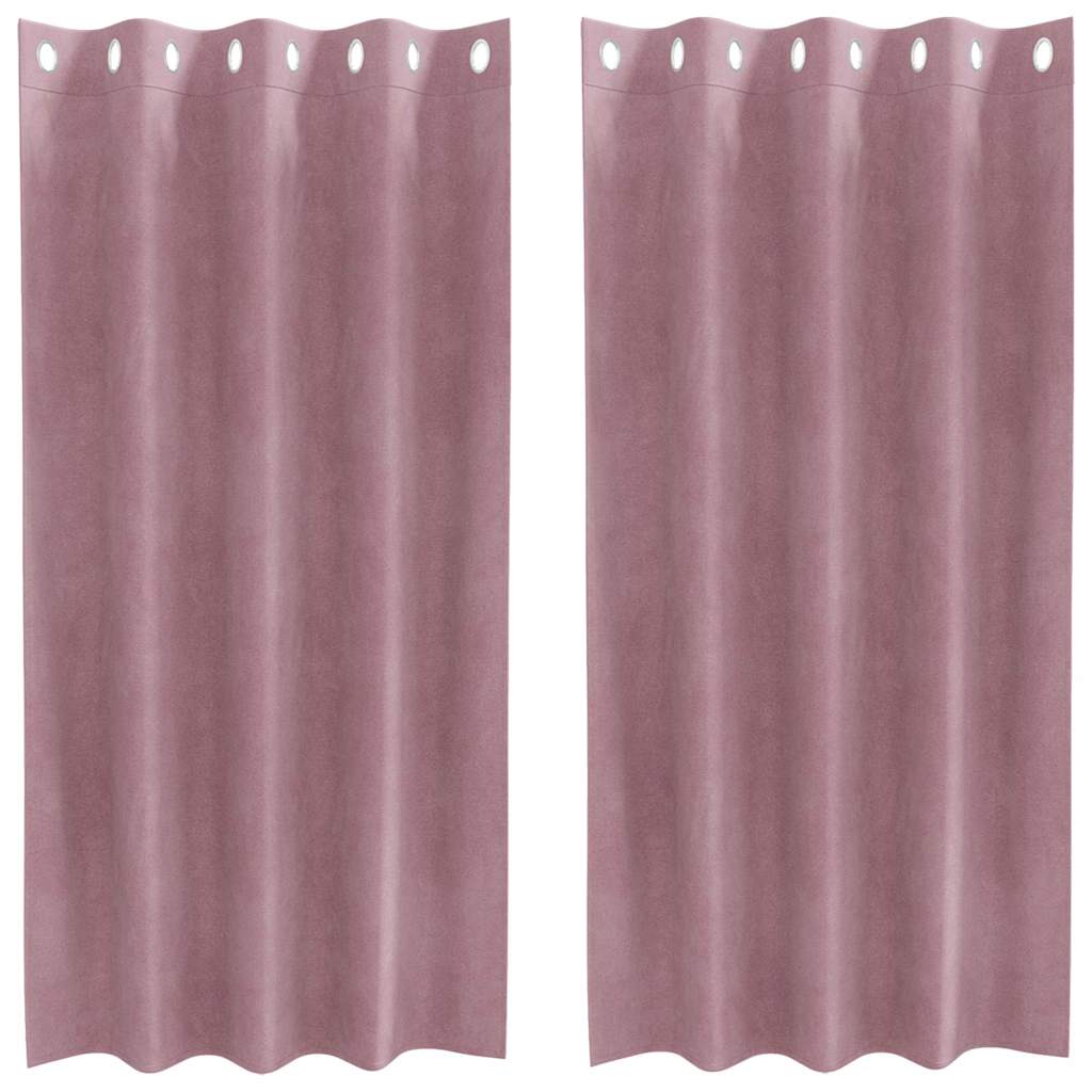 Perdele opace 2 pcs Roz închis 140 x 175 cm Catifea