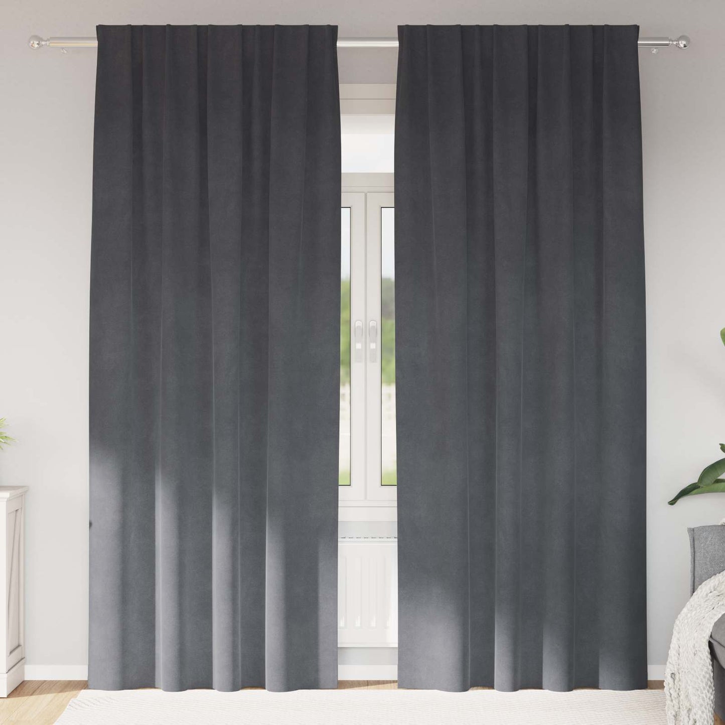 Perdele opace 2 pcs Gri deschis 140 x 225 cm Catifea
