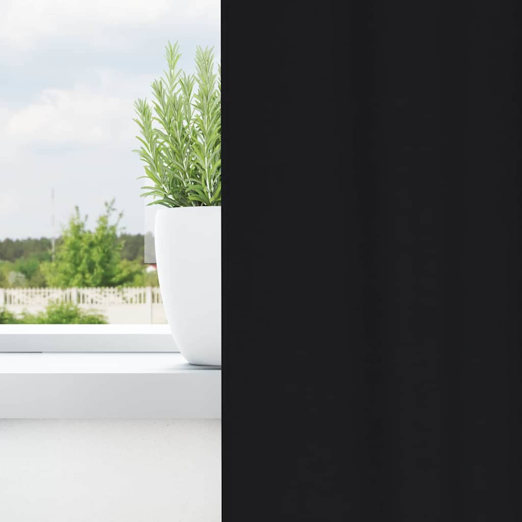 Perdele Opaque cu Inel 2 pcs Negru 140 x 140 cm Poliester