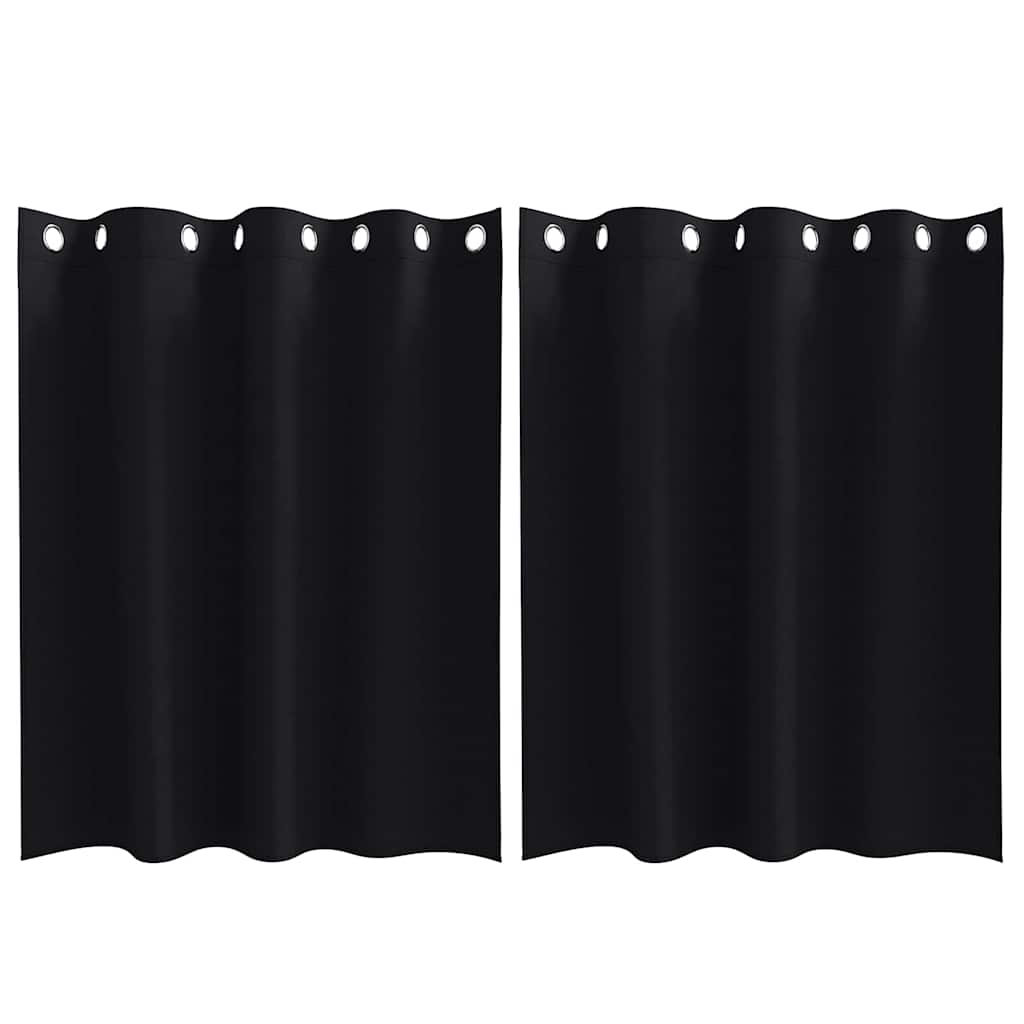 Perdele Opaque cu Inel 2 pcs Negru 140 x 140 cm Poliester