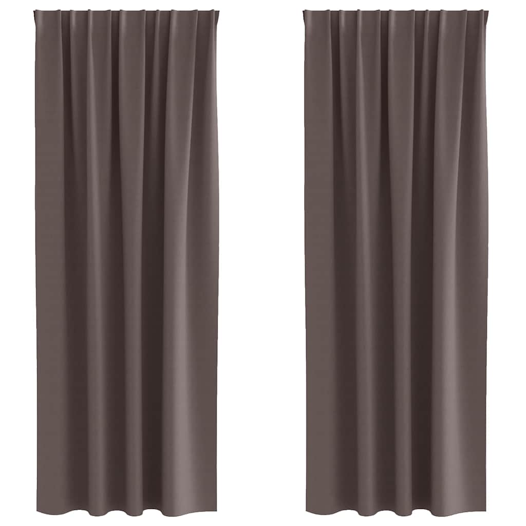 Perdele Opaque cu Inel 2 pcs Maro închis 260 x 140 cm Poliester