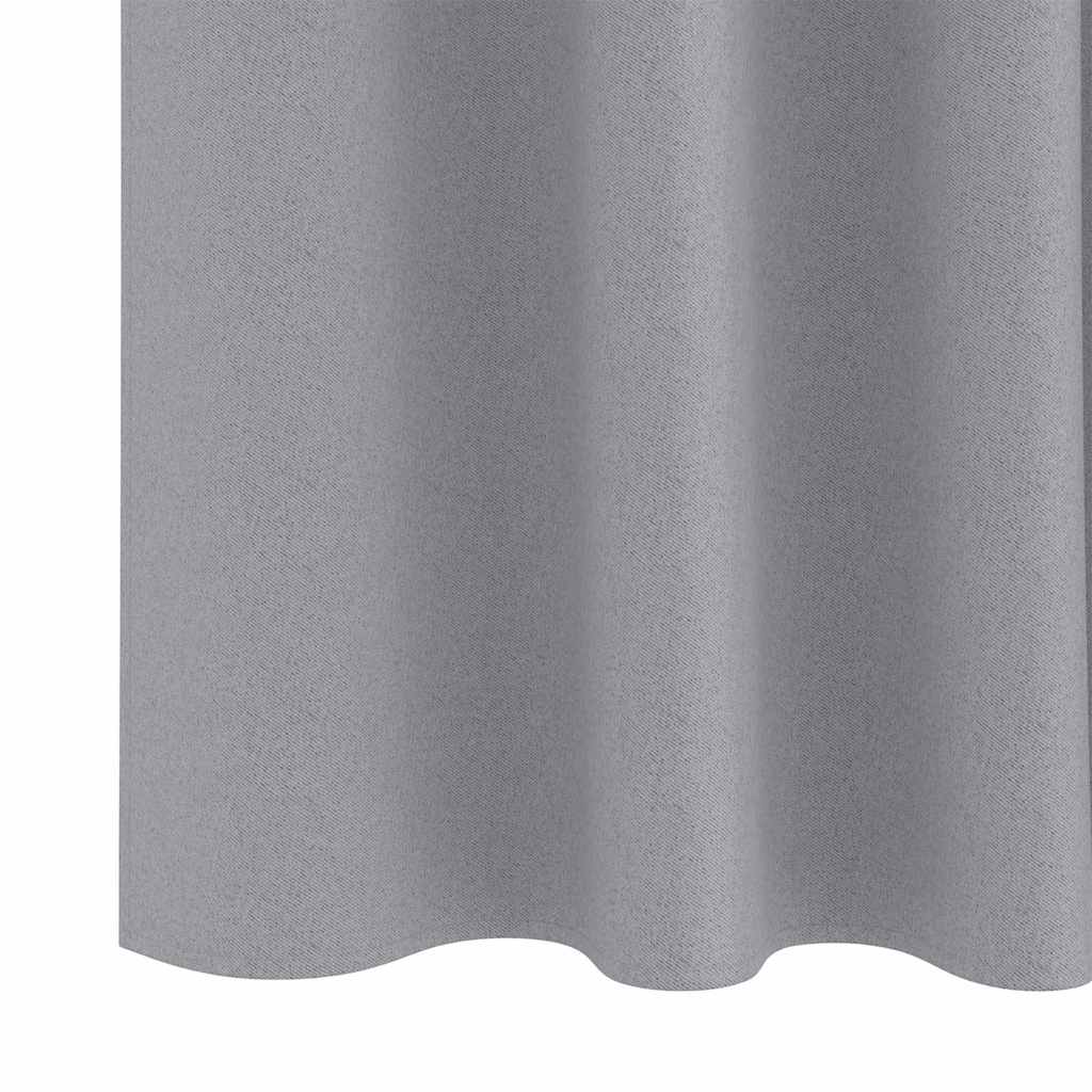 Perdele Opaque cu Inel 2 pcs Gri deschis 245 x 140 cm Poliester